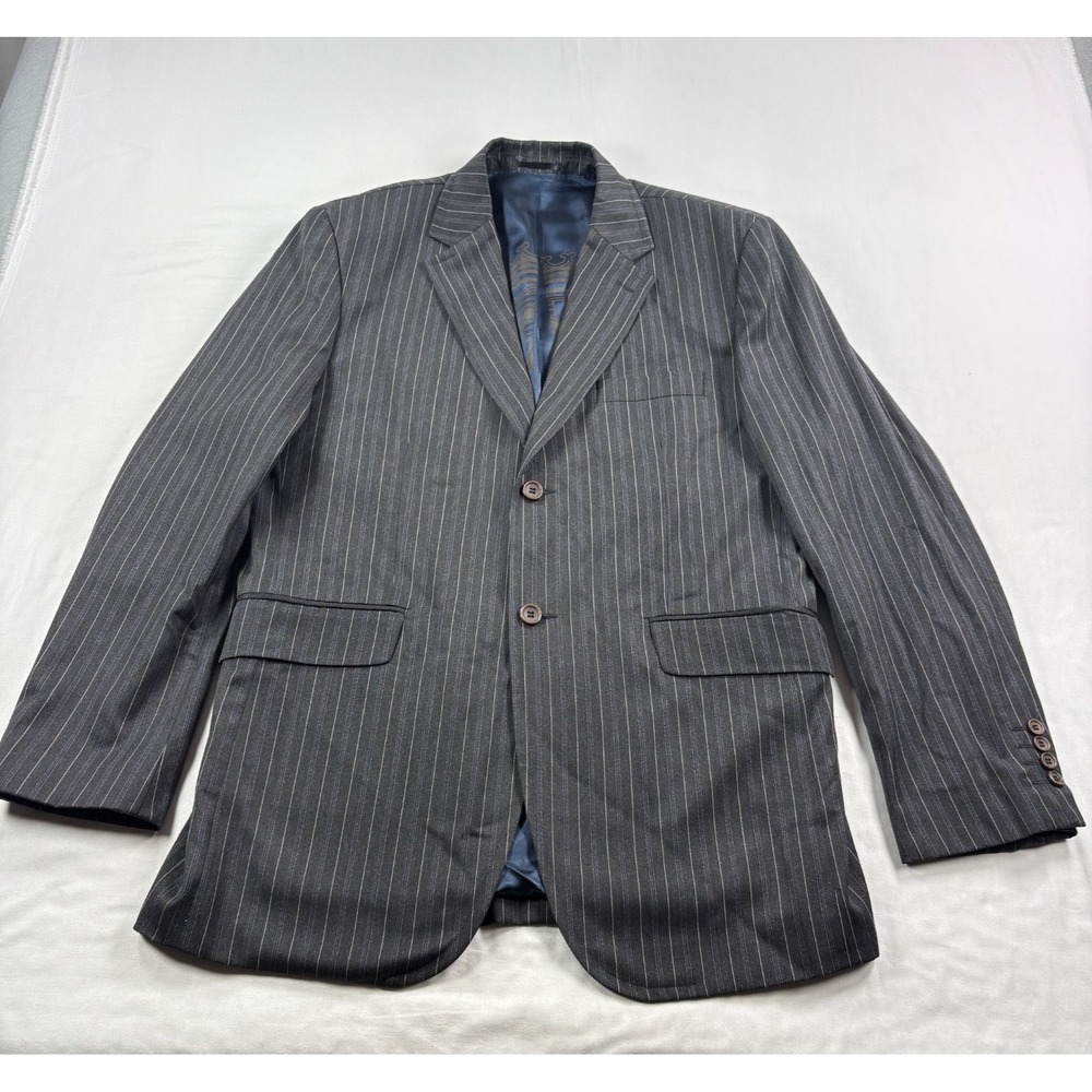 7 Diamons Blazer Mens Large Gray Striped Sport Coat Jacket Formal Casual